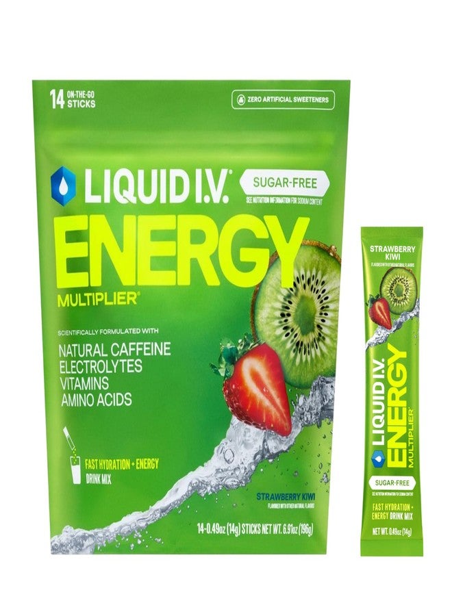 Liquid I.V.® Hydration Multiplier Sugar - Free + Energy - Strawberry Kiwi | Electrolyte Powder Drink Mix | 1 Pack (14 Servings) - Image 1