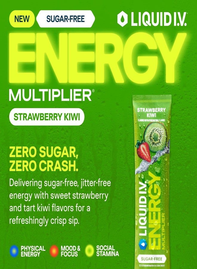 Liquid I.V.® Hydration Multiplier Sugar - Free + Energy - Strawberry Kiwi | Electrolyte Powder Drink Mix | 1 Pack (14 Servings) - Image 2