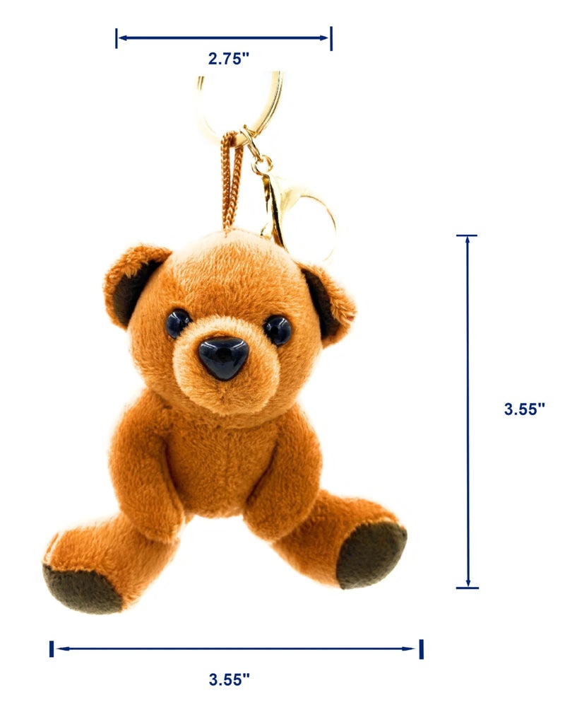 Aeisage Teddy Bear Keychain Plush Mini Bear Cute Small Key Organizer Bag Pendant Purse Charm for Kids - Image 3