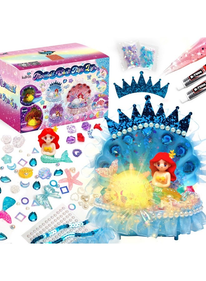 Kiditos Mermaid Shell Night Light Diy Toy Kit With Flash Themed Accessories,Make Your Own Mermaid Night Light, Arts And Crafts For School Activity,Ideal Bedroom Decor &Birthday Gifts For Girls Age 3+ - Image 1