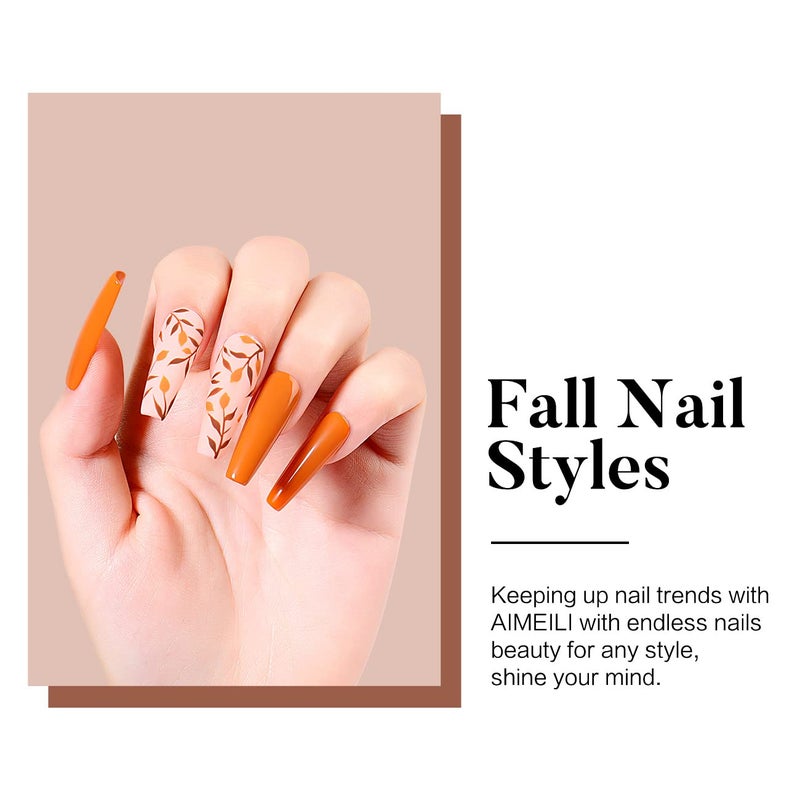 AIMEILI Soak Off U V LED Hema Free Fall Gel Nail Polish Set for Halloween Nail Art Gifts, Cruelty Free, Vegan, Wine Brown Neutral Gel Nail Polish Set Of 12pcs - Kit Set 4 - Image 3