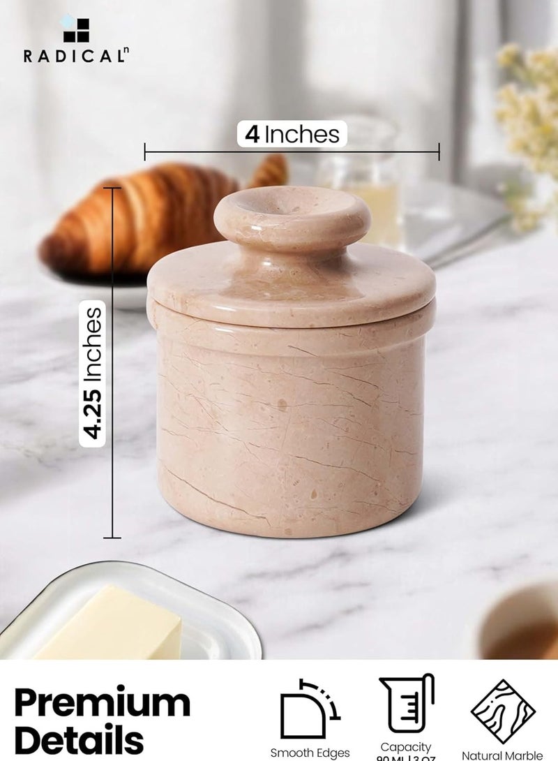 RADICALn Radicaln Marble Butter Keeper 4.25" Inches Verona Handmade Butter Holder For Kitchen Counter Decor Butter Dish Butter Crock & French Butter Holder Ideal Butter Keeper For Spreable Butter - Image 2