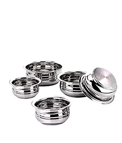 SHAPAT SHAPAT Steel Stainless Steel Handi Cooking Serving Pot Set of 5  - Image 1