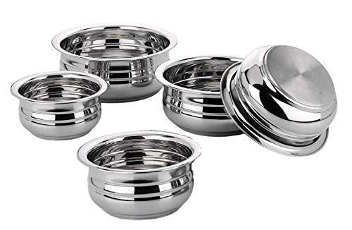 SHAPAT SHAPAT Steel Stainless Steel Handi Cooking Serving Pot Set of 5  - Image 2