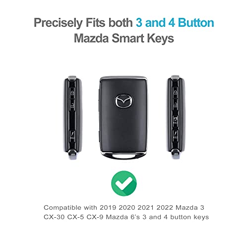 Autobase Remote Key Fob Silicone Case Cover for 2019 2020 2021 2022 2023 2024 2025 Mazda 3 6 CX4 CX5 CX8 CX9 CX-30 Mazda 3 Hatchback | Car Key Protection Accessory (Black) - Image 2