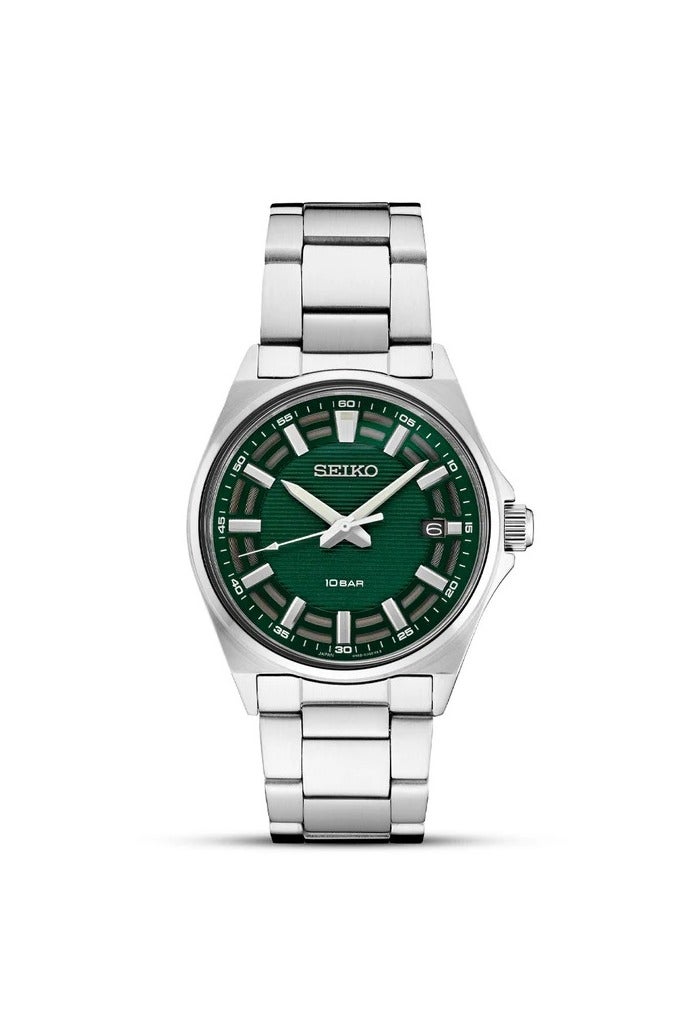 Seiko ساعة يد للرجال SUR503P كواتز كلاسيكية بقرص أخضر، سوار من الفولاذ المقاوم للصدأ، مقاومة للماء حتى 100 م - Image 1