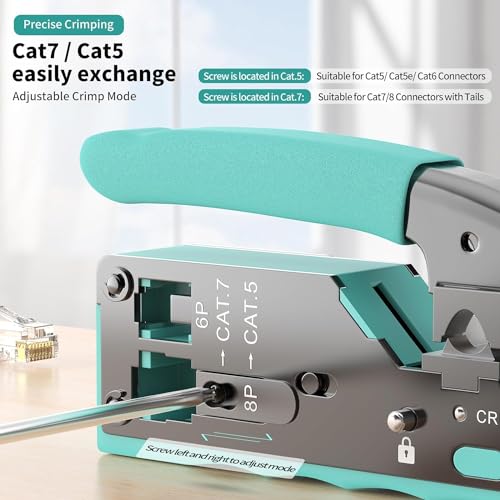 XIKKART Pass Through Cat7 / Cat5 Crimping Tool Kit With Cable Stripper and Cutter for Network RJ45 Ethernet LAN Cable Compatible With Connectors Cat5 Cat5e Cat6 Cat6A Cat7 and RJ11 RJ12 STP/UTP - Image 4