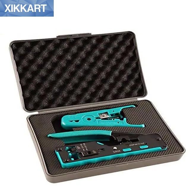 XIKKART Pass Through Cat7 / Cat5 Crimping Tool Kit With Cable Stripper and Cutter for Network RJ45 Ethernet LAN Cable Compatible With Connectors Cat5 Cat5e Cat6 Cat6A Cat7 and RJ11 RJ12 STP/UTP - Image 2