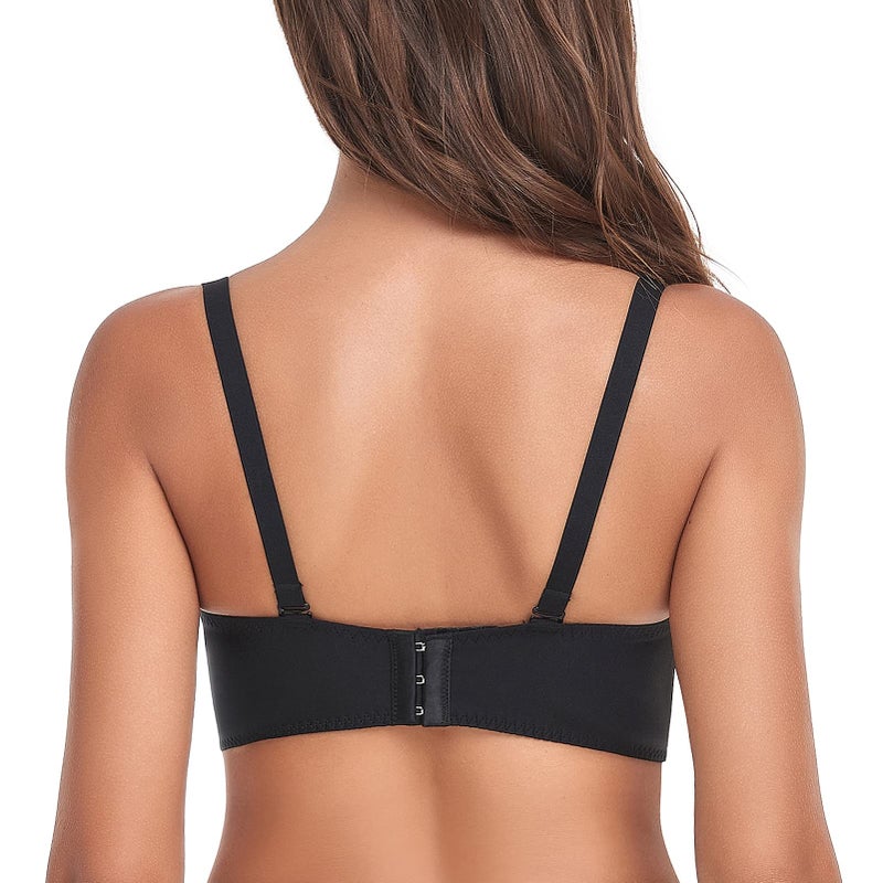FallSweet Add Two Cup Lace Bras for Women Push Up Wirefree Brassiere(Black,34C) - Image 3
