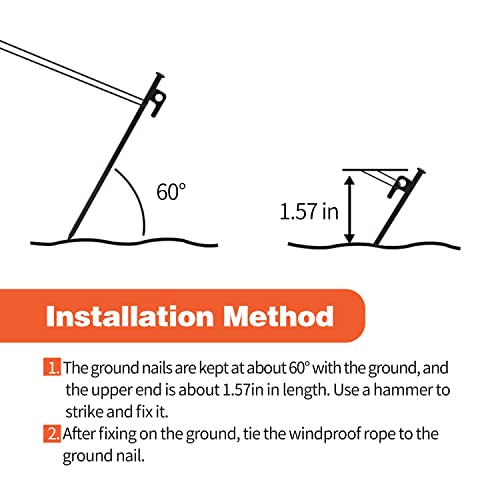DkOvn 8/16/32 عبوة من أوتاد الخيمة الثقيلة المصنوعة من الفولاذ المطروق بطول 8 إنش، مع حقيبة تخزين، للتخييم - Image 4