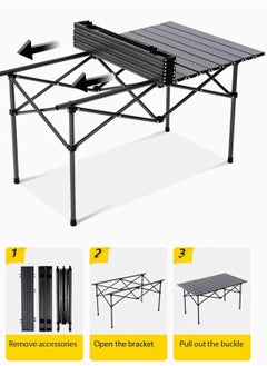 Adjustable Portable Camping Picnic Aluminum Family Table with 4 Chairs Set and Large Storage for Outdoor Travel Garden BBQ Beach Party with Carrying Storage Bag - pzsku/ZED66C447AD2799C9919EZ/45/_/1738017534/78333586-bed4-4e1e-85ea-3e69fc068913