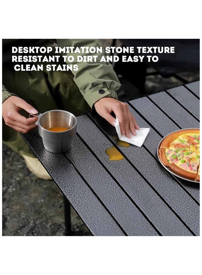 Organized Home Adjustable Portable Camping Picnic Aluminum Family Table with 4 Chairs Set and Large Storage for Outdoor Travel Garden BBQ Beach Party with Carrying Storage Bag - Image 3