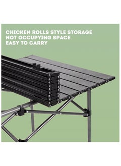 Organized Home Adjustable Portable Camping Picnic Aluminum Family Table with 4 Chairs Set and Large Storage for Outdoor Travel Garden BBQ Beach Party with Carrying Storage Bag  - Image 4