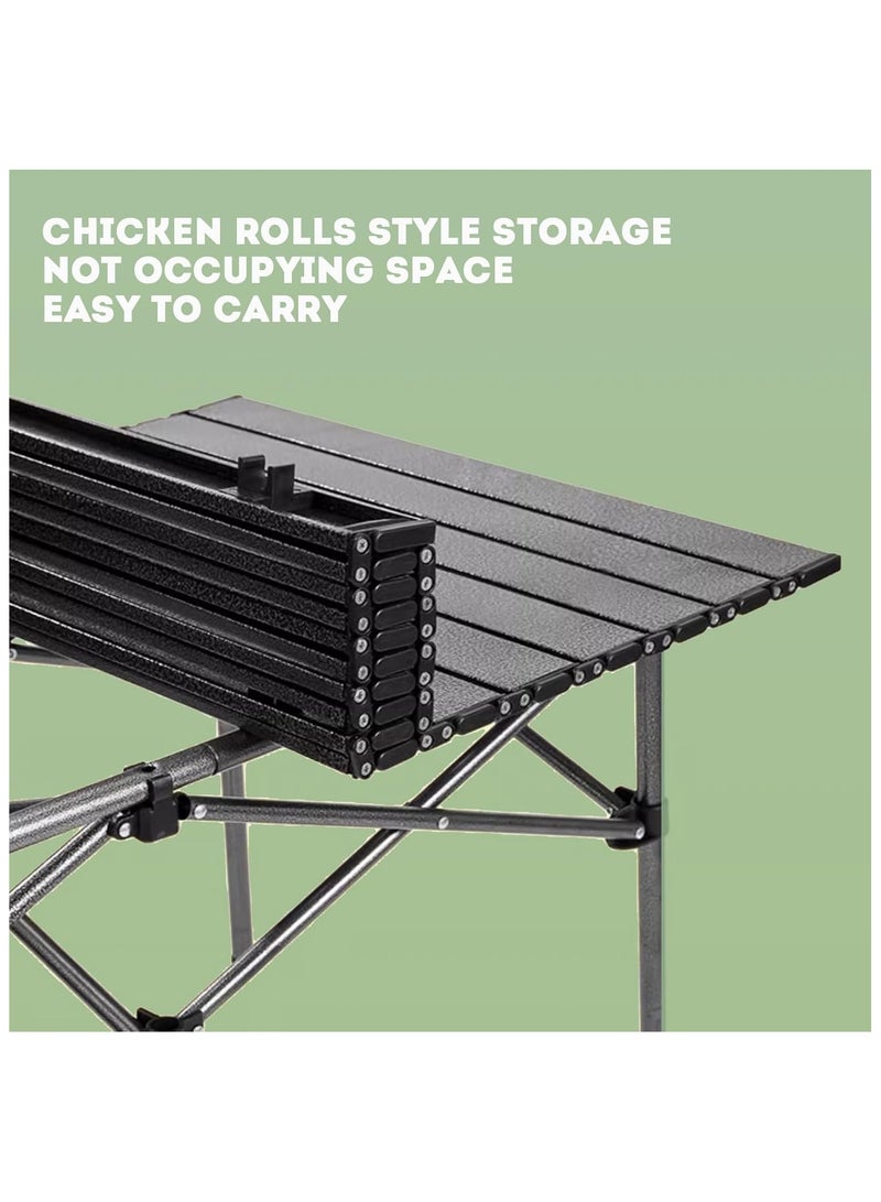 Organized Home Adjustable Portable Camping Picnic Aluminum Family Table with 4 Chairs Set and Large Storage for Outdoor Travel Garden BBQ Beach Party with Carrying Storage Bag - Image 4