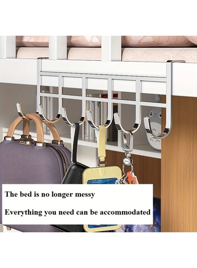 Silvery No Drill Over The Door Hook Rack Heavy Duty Metal Hanger With 6 Hooks - Image 2