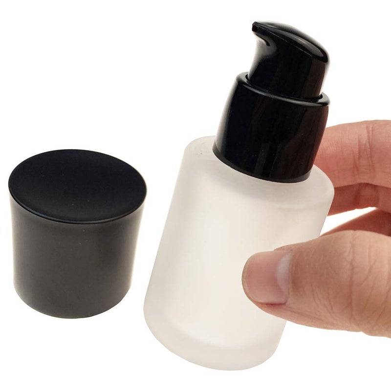 vipolish 2 Pcs 30ML 1OZ Upscale Empty Refillable Frosted Glass Pump Bottle Liquid Foundation Container Dispenser Storage Vial Lotion Essence Emulsion Sample Case for Travel - Image 3