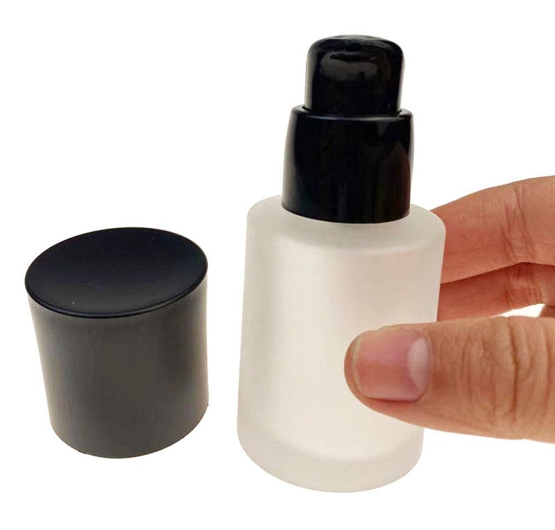 vipolish 2 Pcs 30ML 1OZ Upscale Empty Refillable Frosted Glass Pump Bottle Liquid Foundation Container Dispenser Storage Vial Lotion Essence Emulsion Sample Case for Travel - Image 2