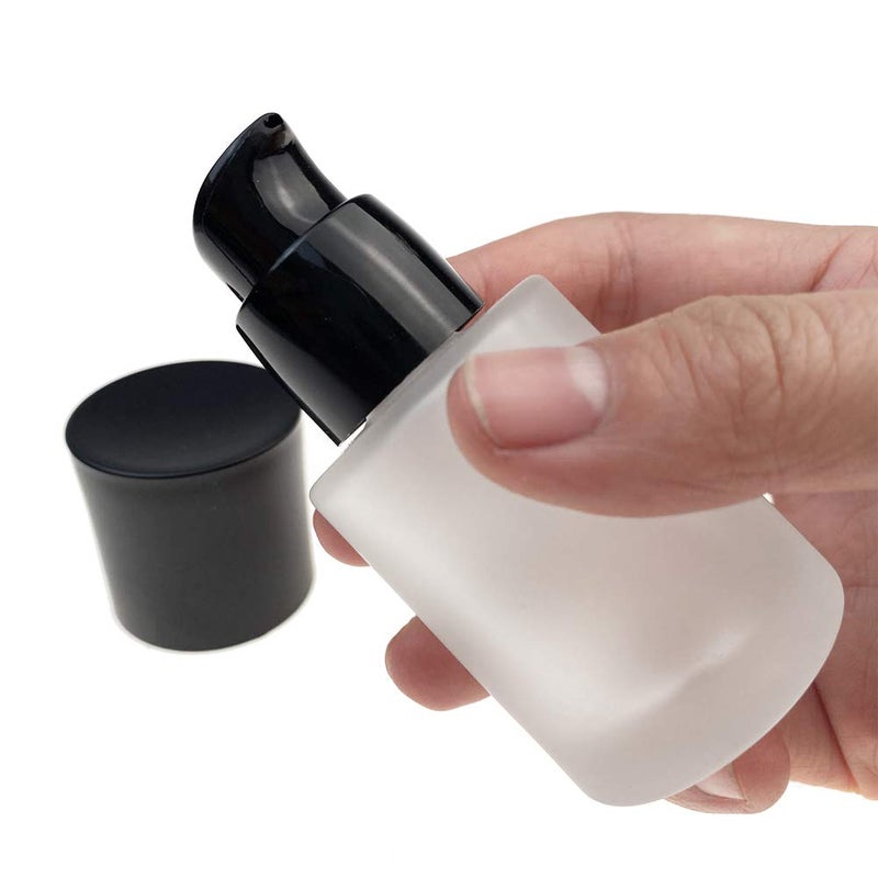 vipolish 2 Pcs 30ML 1OZ Upscale Empty Refillable Frosted Glass Pump Bottle Liquid Foundation Container Dispenser Storage Vial Lotion Essence Emulsion Sample Case for Travel - Image 5