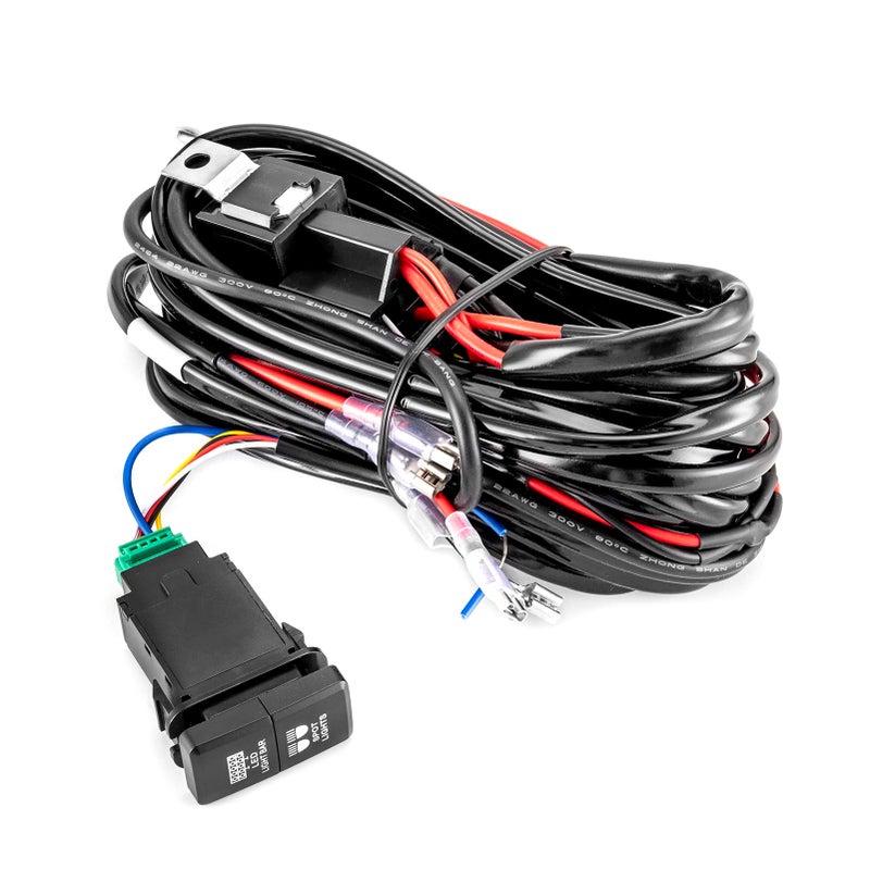 WeiSen 3-Lead LED Wiring Harness kit Light Bar Switch & Spot Light Compatible with Toyota Tacoma Tundra 4Runner RAV4 Highlande with Dual Switch Tall Style 1.28â€³x 0.87â€³(38mm x 22mm) - Image 5