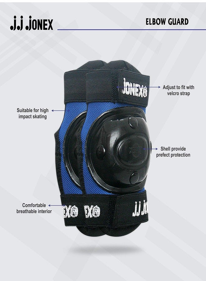 Jonex JJ Jonex Skating Guard, Protective Skating Guard Kit | Skate, Cycling Protection Set | Multi Sport Gear for Children Age 5-16 Years, Helmet Elbow Guards Knee Caps & Hand Gloves (Black-Blue, Small) - Image 3