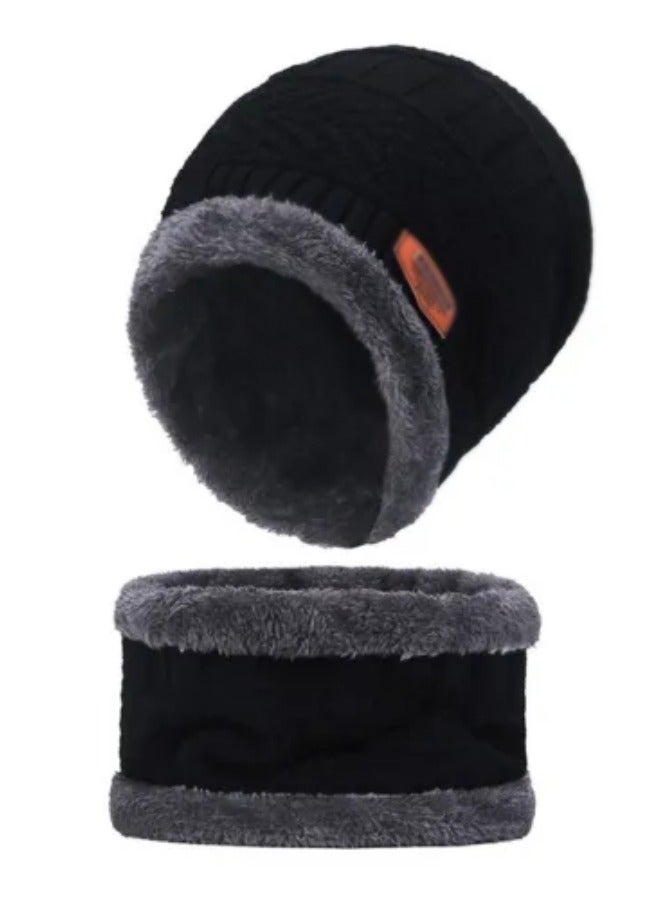 Set of Beanie Hat and Scarf , Warm Knit Hat Thick Fleece Lined Winter Cap with Neck Warmer  - Image 5