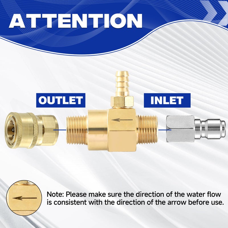 JOEJET Downstream Injector for Pressure Washer, Fixed Chemical Injector Kit with 3/8 Inch Quick Connect, 10 Ft Siphon Hose, 3-5 GPM - Image 5
