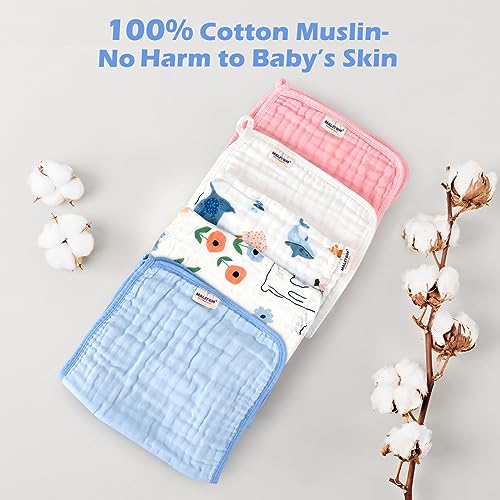 Maliton مناديل مالتون القابلة للامتصاص للبنات 6 قطع كبيرة 20''x10'' 100% قطن مناديل قابلة للامتصاص وناعمة 6 طبقات قماش موسلين أساسيات حديثي الولادة يجب أن تكون موجودة (حكاية خرافية، عبوة من 6) - Image 4