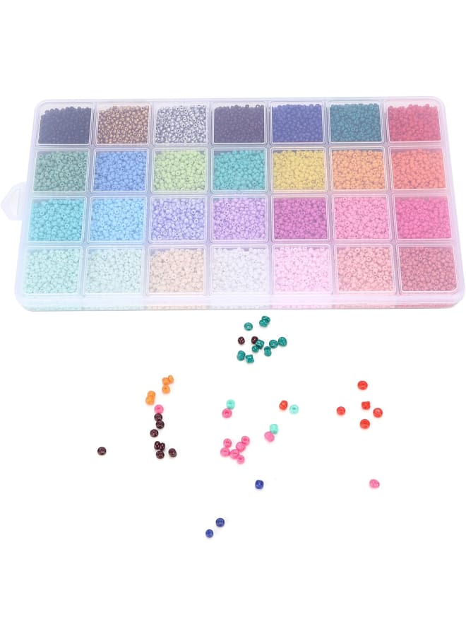14000 Pieces 28 Colours 2 mm Glass Beads, Small Craft Round Beads Jewellery Making, Hair Beads for DIY Bracelets, Earring Making Accessories Kit - Image 1