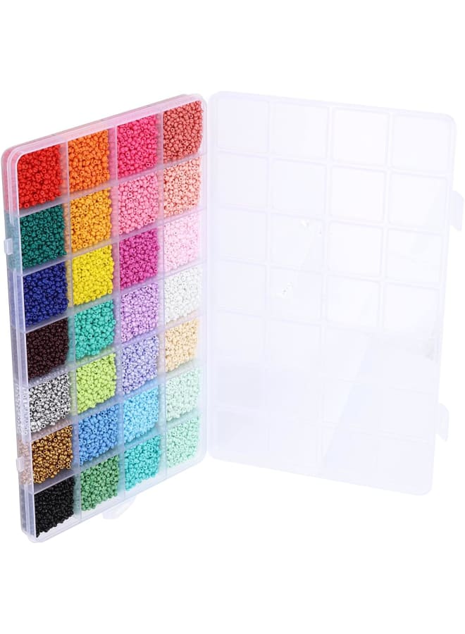 14000 Pieces 28 Colours 2 mm Glass Beads, Small Craft Round Beads Jewellery Making, Hair Beads for DIY Bracelets, Earring Making Accessories Kit - Image 5