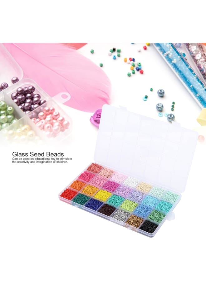14000 Pieces 28 Colours 2 mm Glass Beads, Small Craft Round Beads Jewellery Making, Hair Beads for DIY Bracelets, Earring Making Accessories Kit - Image 4