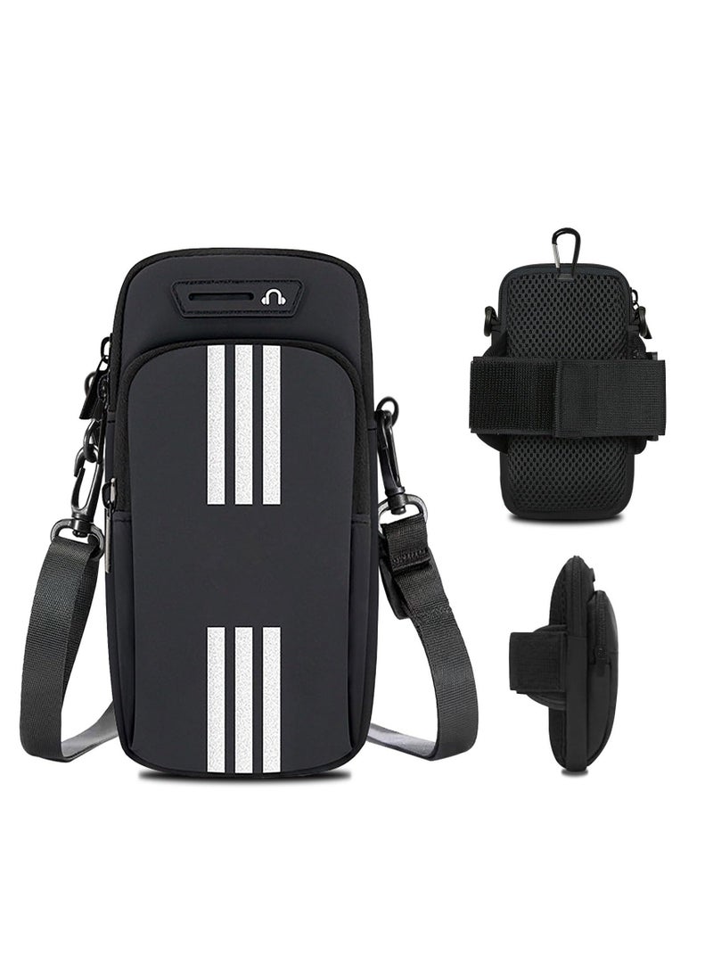Generic Phone Holder for Running Armband Cell Phone Purse Crossbody for Women Men Kids,iPhone 14 13 12 11 Pro Max Xs Xr X 8 7 6 Plus SE Mini Pouch,Galaxy S23 S22 S21 Ultra Edge Note 20 Arm Bag Black - Image 1