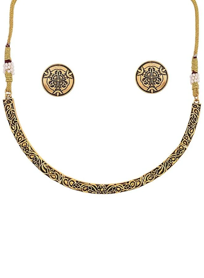 VOYLLA Enamelled Elegance Choker Jewellery Set