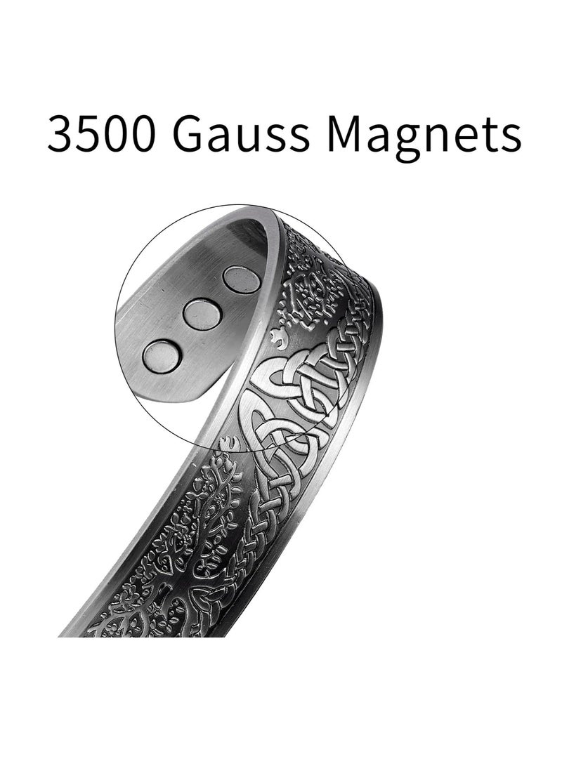 أوزيغالور سلسلة كوبر للرجال، 99.99% كوبر نقي سلسلات مغناطيسية، شجرة الحياة قطعة خاتم متعديلة هدية (فضي) - Image 3