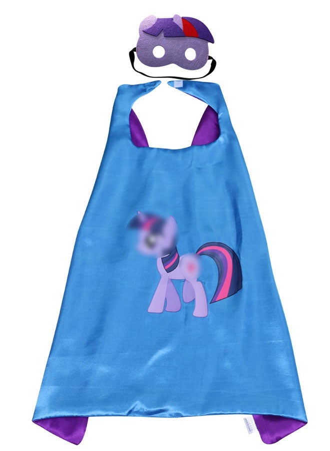 Halamodo Capes and Masks Set , My Little Pony - Kids Cosplay Costume Set ,Double Side Cape For Girls Ages 3-12 ,For Birthday Party ,Costume Party ,Stage Performance ,Theme Celebration Party ,Talent Show ,Best Gifts For Kids ,70*70cm - Image 1