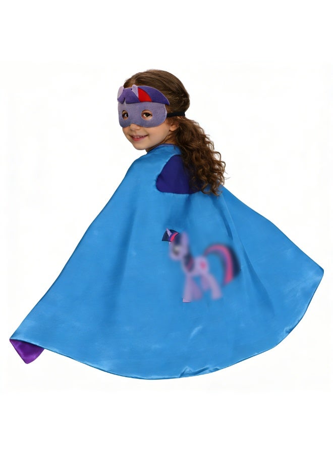 Halamodo Capes and Masks Set , My Little Pony - Kids Cosplay Costume Set ,Double Side Cape For Girls Ages 3-12 ,For Birthday Party ,Costume Party ,Stage Performance ,Theme Celebration Party ,Talent Show ,Best Gifts For Kids ,70*70cm - Image 2
