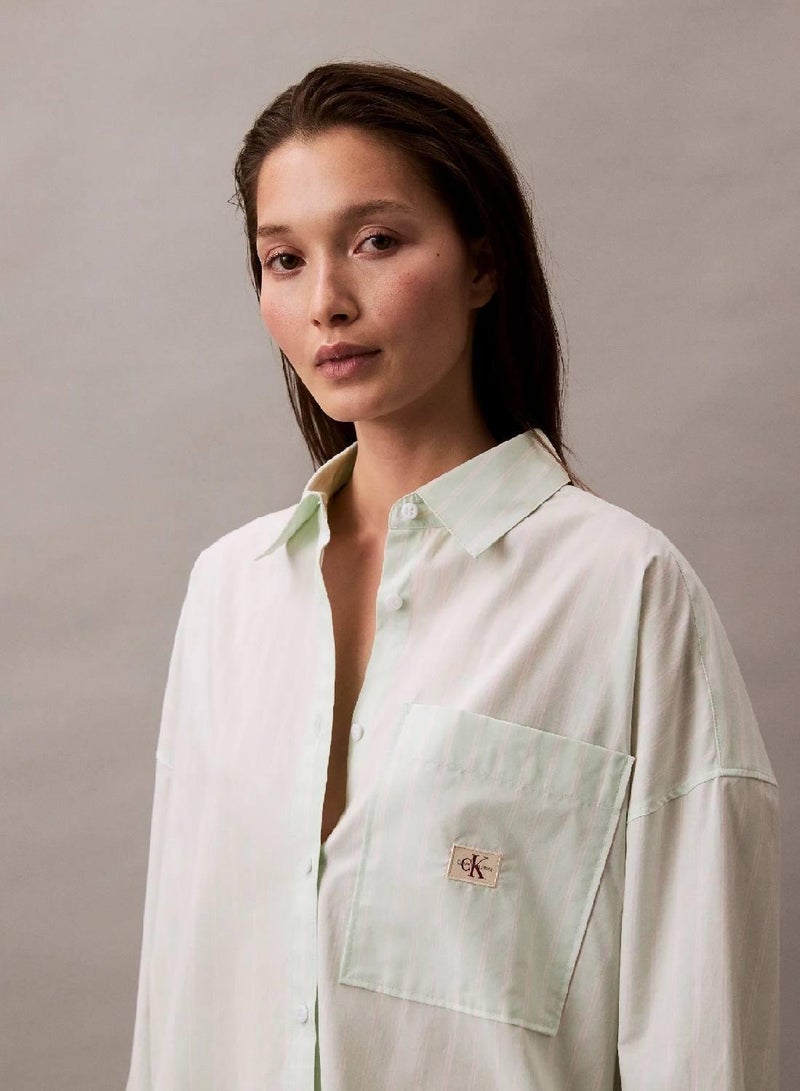كالفن كلاين جينز قميص كبير الحجم من البوبلين القطني - Image 3