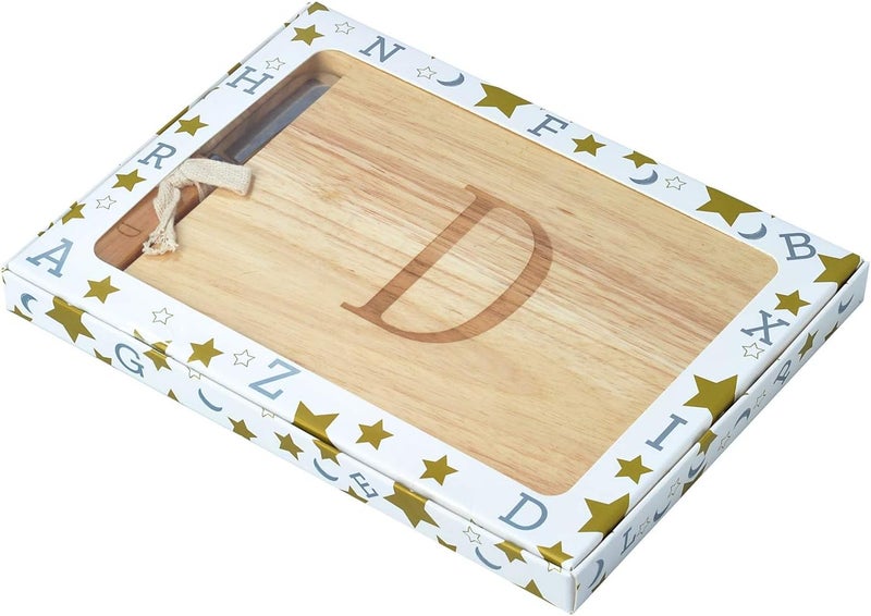 Miicol Wood Charcuterie Board, Monogram Cheese Board 10 Inch, Personalized Initial Cutting Board with Spreader, Unique Housewarming Gift, Ideal for Kitchen, Home, Letter D - Image 2