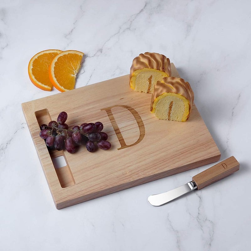 Miicol Wood Charcuterie Board, Monogram Cheese Board 10 Inch, Personalized Initial Cutting Board with Spreader, Unique Housewarming Gift, Ideal for Kitchen, Home, Letter D - Image 4