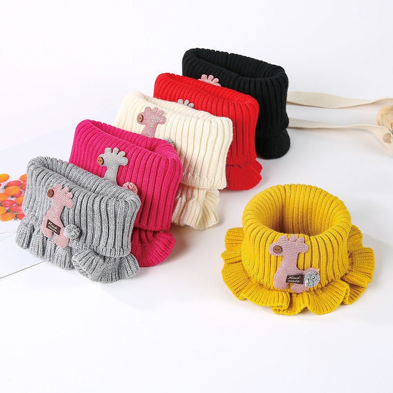 Winter Kidsren'S Neck Warmer Thickeneded Pure Color Knitted Wool Neck Cover Windproof And Coldproof Outdoor Travel Neck Protector Neck Cover - Image 2