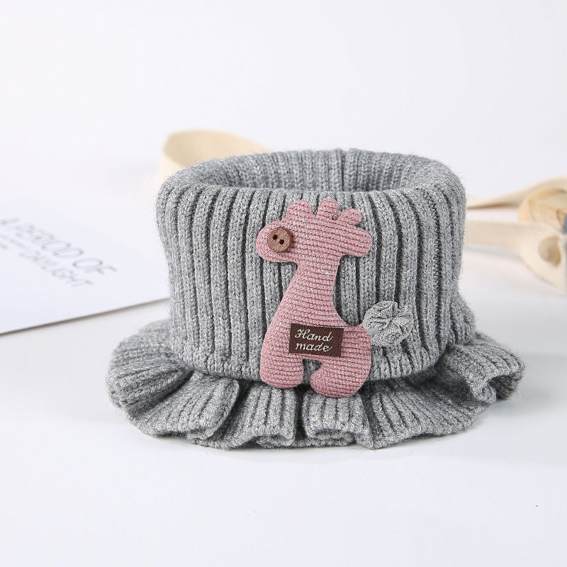 Winter Kidsren'S Neck Warmer Thickeneded Pure Color Knitted Wool Neck Cover Windproof And Coldproof Outdoor Travel Neck Protector Neck Cover - Image 1