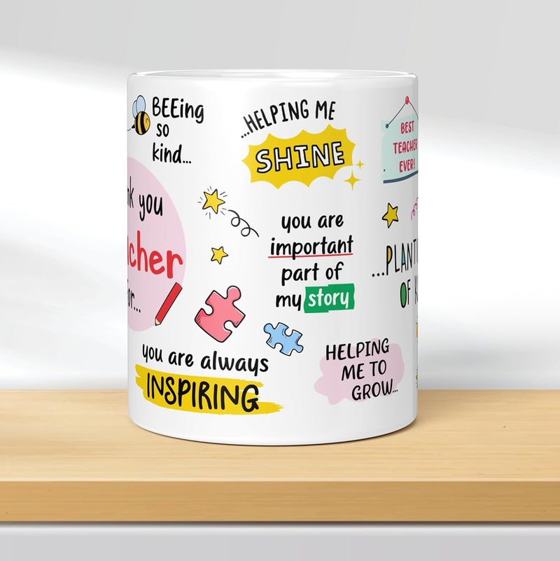 Visibee Thank You Teacher Mug Best Teacher Gift Ceramic 325ml Coffee Mug FPM714 - Image 2