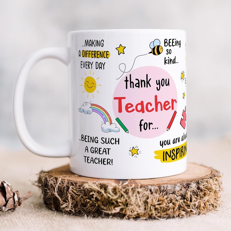 Visibee Thank You Teacher Mug Best Teacher Gift Ceramic 325ml Coffee Mug FPM714 - Image 4