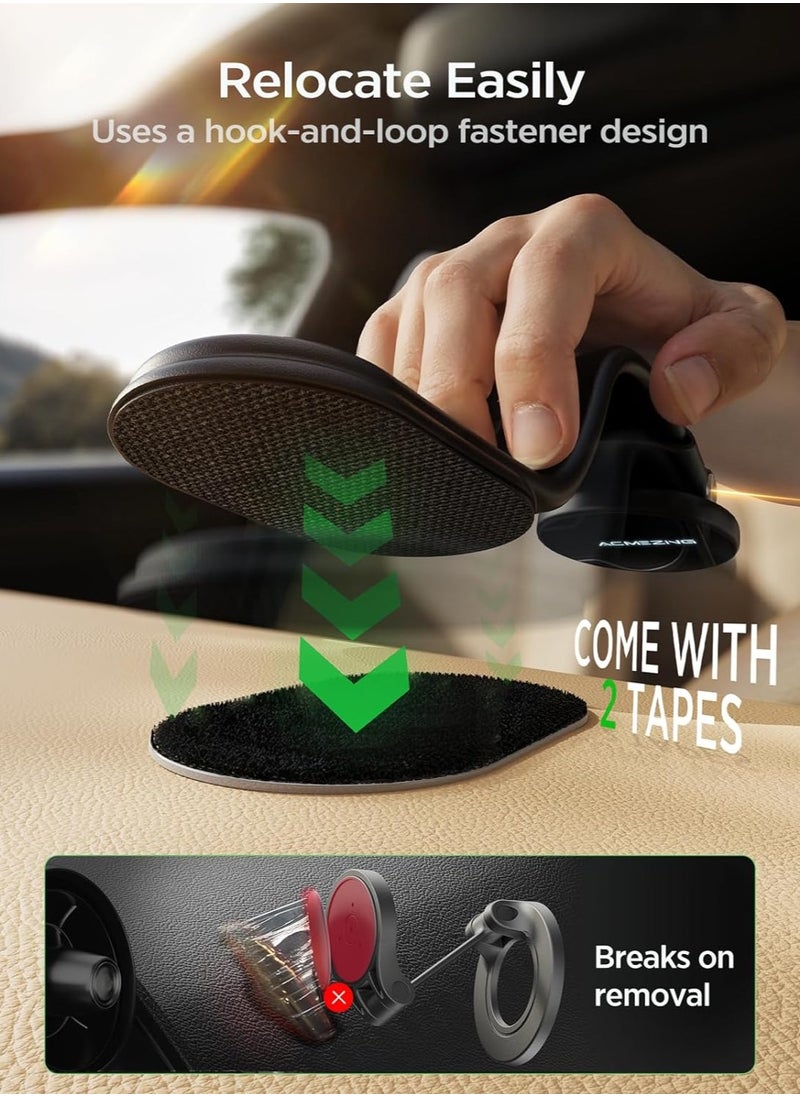 Denx - Car Mount Holder, MagSafe Adjustable Aluminum Alloy Arm, Relocatable Car Phone Holder, Magnetic Wireless Fast Charging, Cell Phone Holder, Black - Image 1