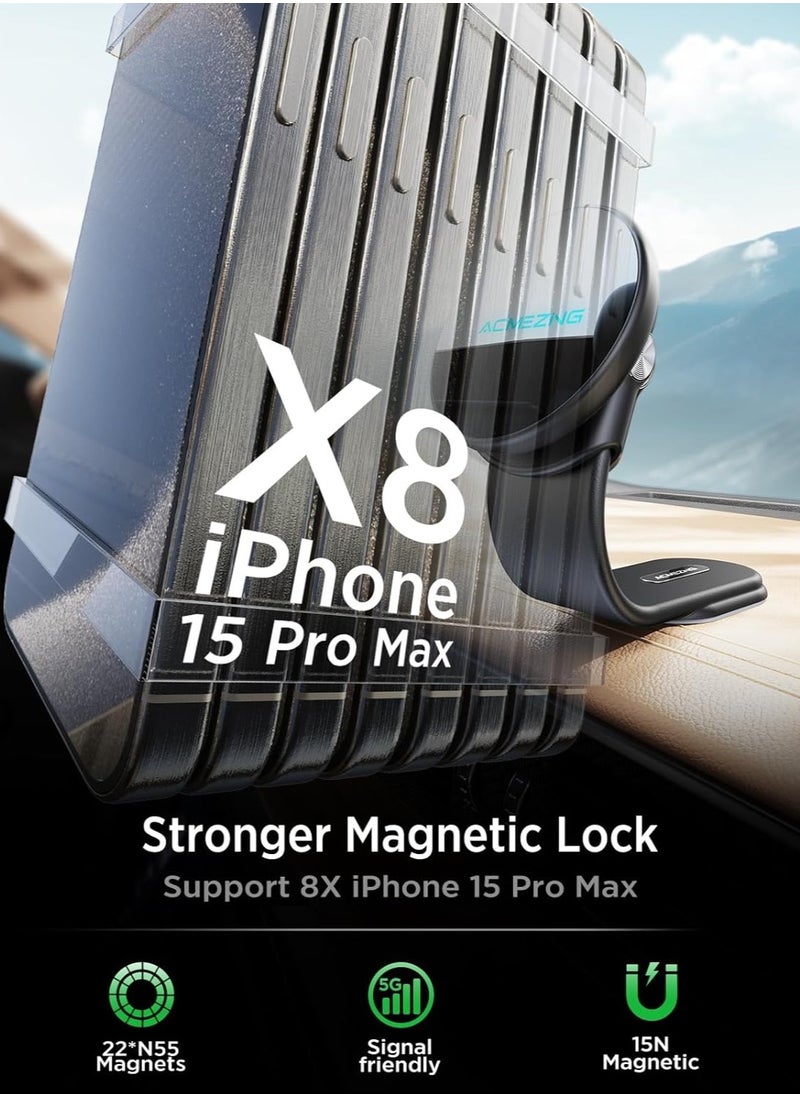 Denx - Car Mount Holder, MagSafe Adjustable Aluminum Alloy Arm, Relocatable Car Phone Holder, Magnetic Wireless Fast Charging, Cell Phone Holder, Black - Image 1