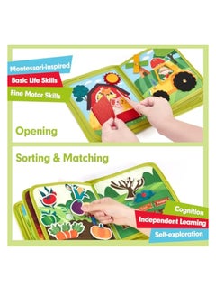 KASTWAVE Toddler Busy Board, Busy Book for Toddler, Montessori Busy Board, Educational Learning Sensory Busy Book, 20 in 1 Quiet Activity Book with Life Skills, Cognition, Sorting, Matching, Preschool Learning  - Image 2