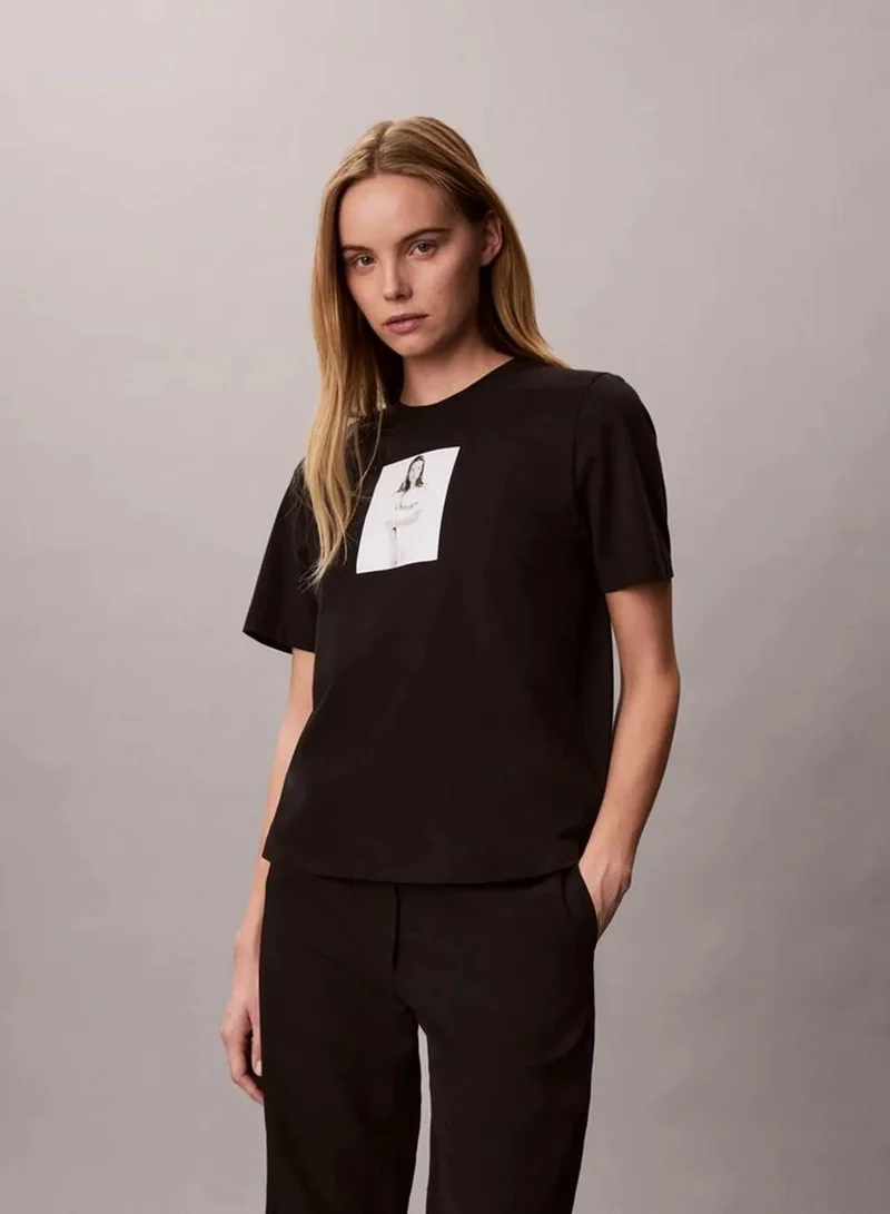 Calvin Klein Black Kate Moss Obsession Crew-Neck T-Shirt for Women | Best Price UAE