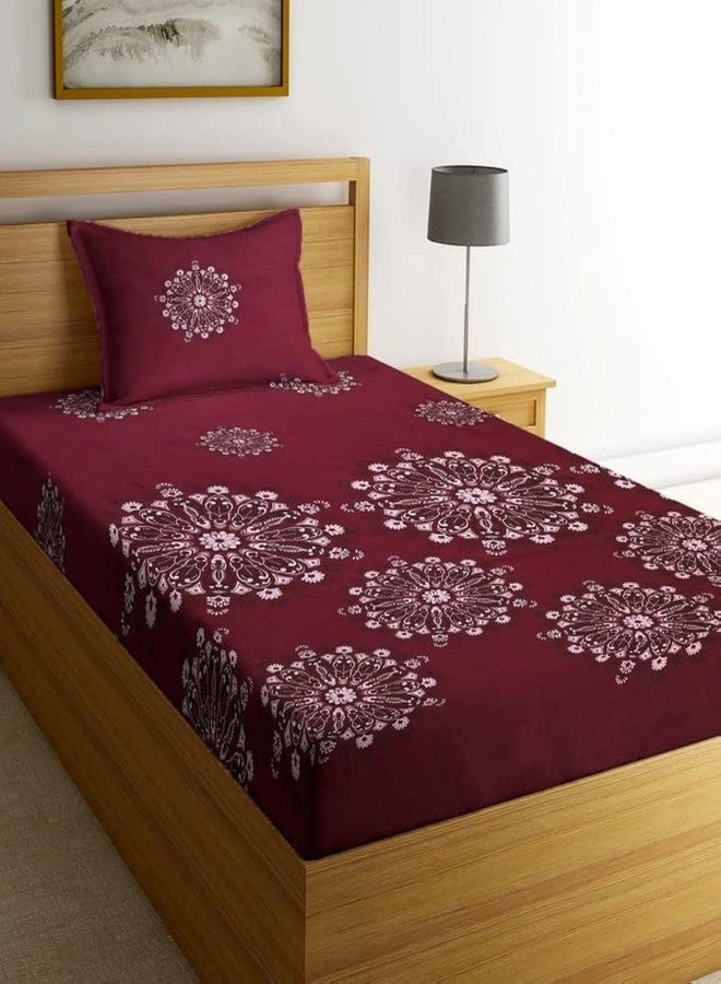 CLIDE+ CLiDE Presents 180TC Single Bedsheet for Single Bed Size (60X90) with 1 Matching Pillow Covers Size (17X27) (Maroon) - Image 1