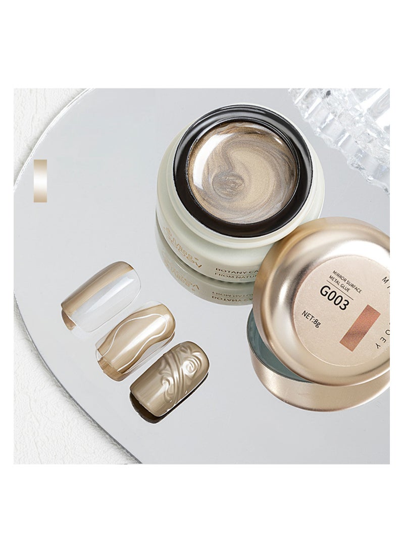 Miss Gooey Nail Polish Color Cream Solid Gel Gold Mirror Metallic Glue Ultra Bright Nude Quick Drying 60 Seconds Salon Quality Bright Soak Requires UV Lamp Home DIY Manicure Painted Glue 8g  - Image 1