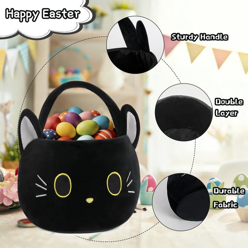 Wepop Easter Basket, Easter Baskets for Kids, Black Cat Baskets with Handle for Gifts Empty, Bunny Egg Hunting, Basket Stuffers Essentials - Image 4