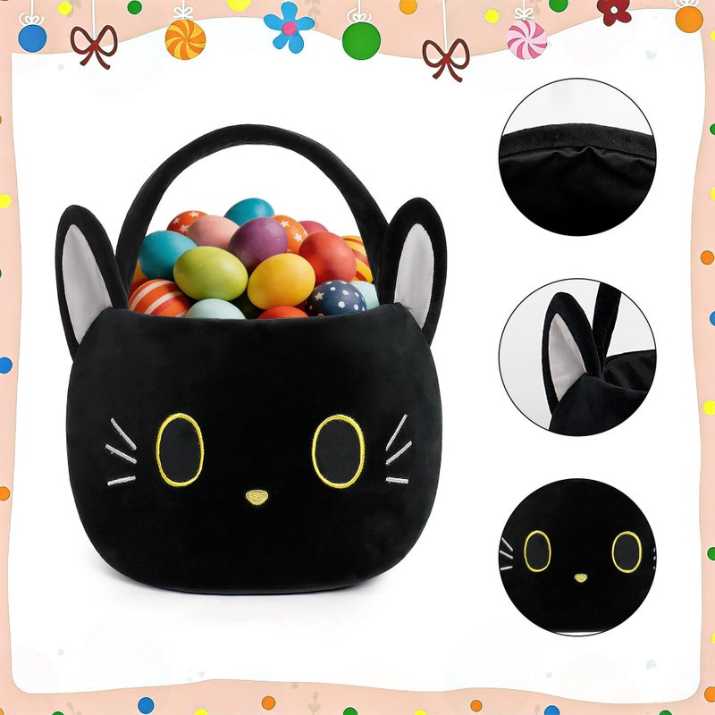 Wepop Easter Basket, Easter Baskets for Kids, Black Cat Baskets with Handle for Gifts Empty, Bunny Egg Hunting, Basket Stuffers Essentials - Image 2